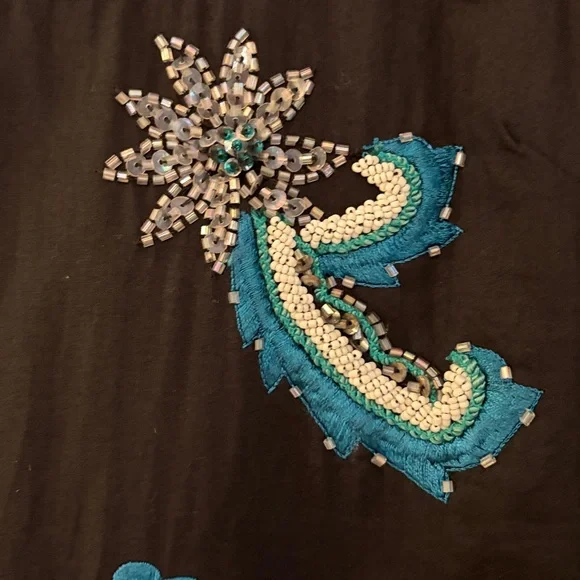 French Connection Women’s Black Beaded and Embroidered Bohemian Mini Dress, 4 - Picture 4 of 8